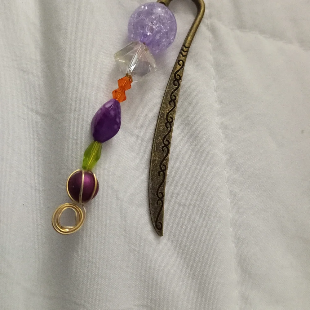 New antique gold mixed media crystal bookmark hand crafted